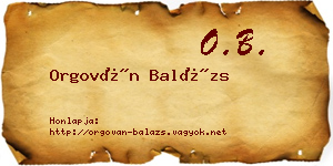 Orgován Balázs névjegykártya